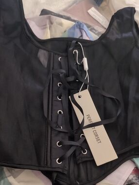 Perfect Corset Black Lace-Up Corset Top-  S
